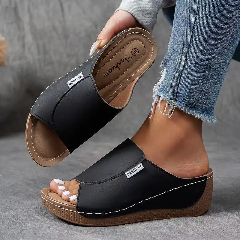 Women's Sandals Black Size 8 Leather Orthopedic Comfort